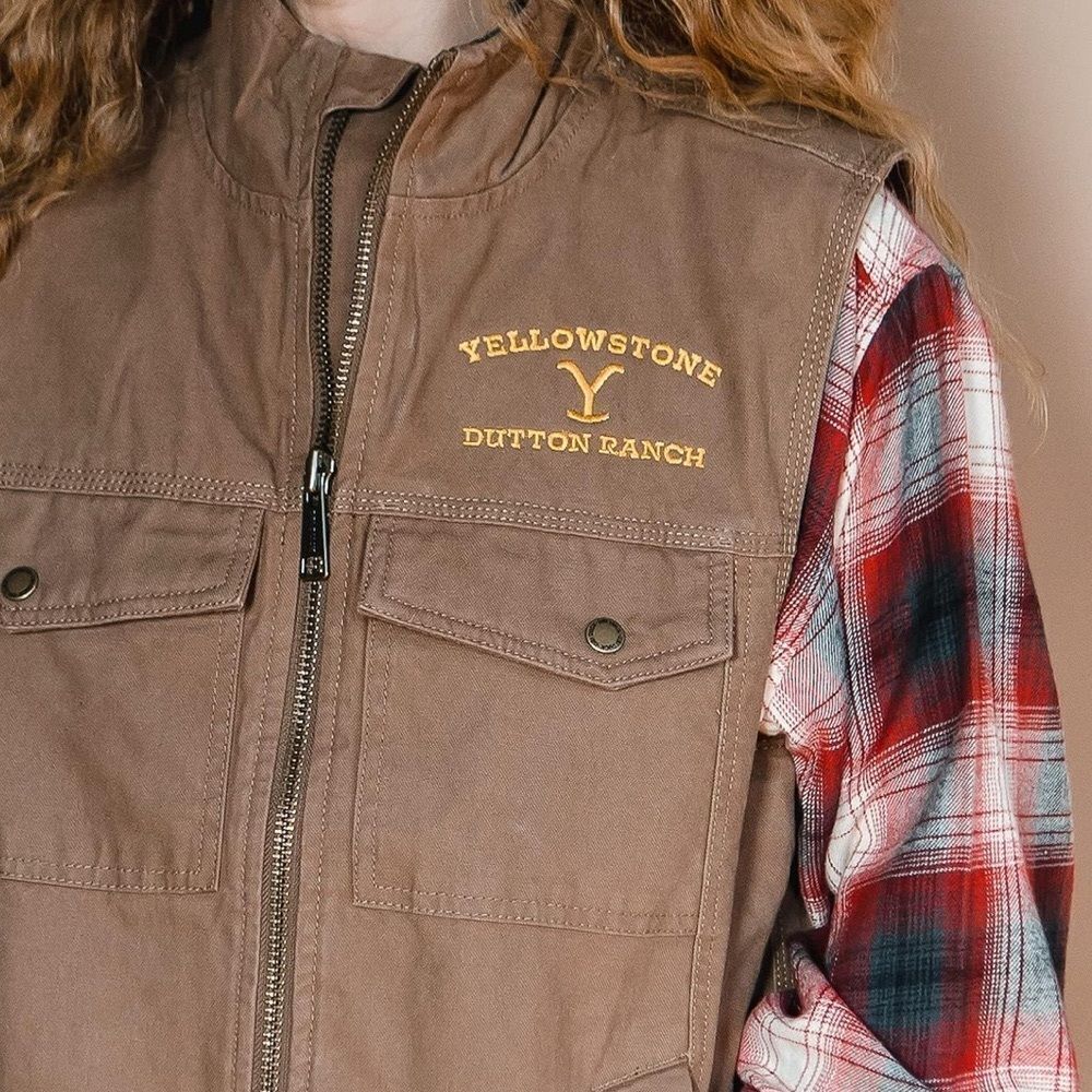 Yellowstone Dutton Ranch Logo Officially Licensed Canyon Cloth Brown Vest NWT